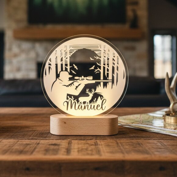 Personalized Hunter Night Light – Custom LED Lamp for Outdoor Lovers - Picture 8 of 8
